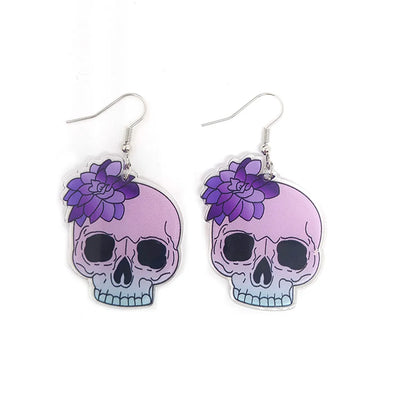 1 Pair Casual Funny Skull Arylic Alloy