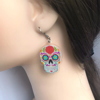 1 Pair Casual Funny Skull Arylic Alloy