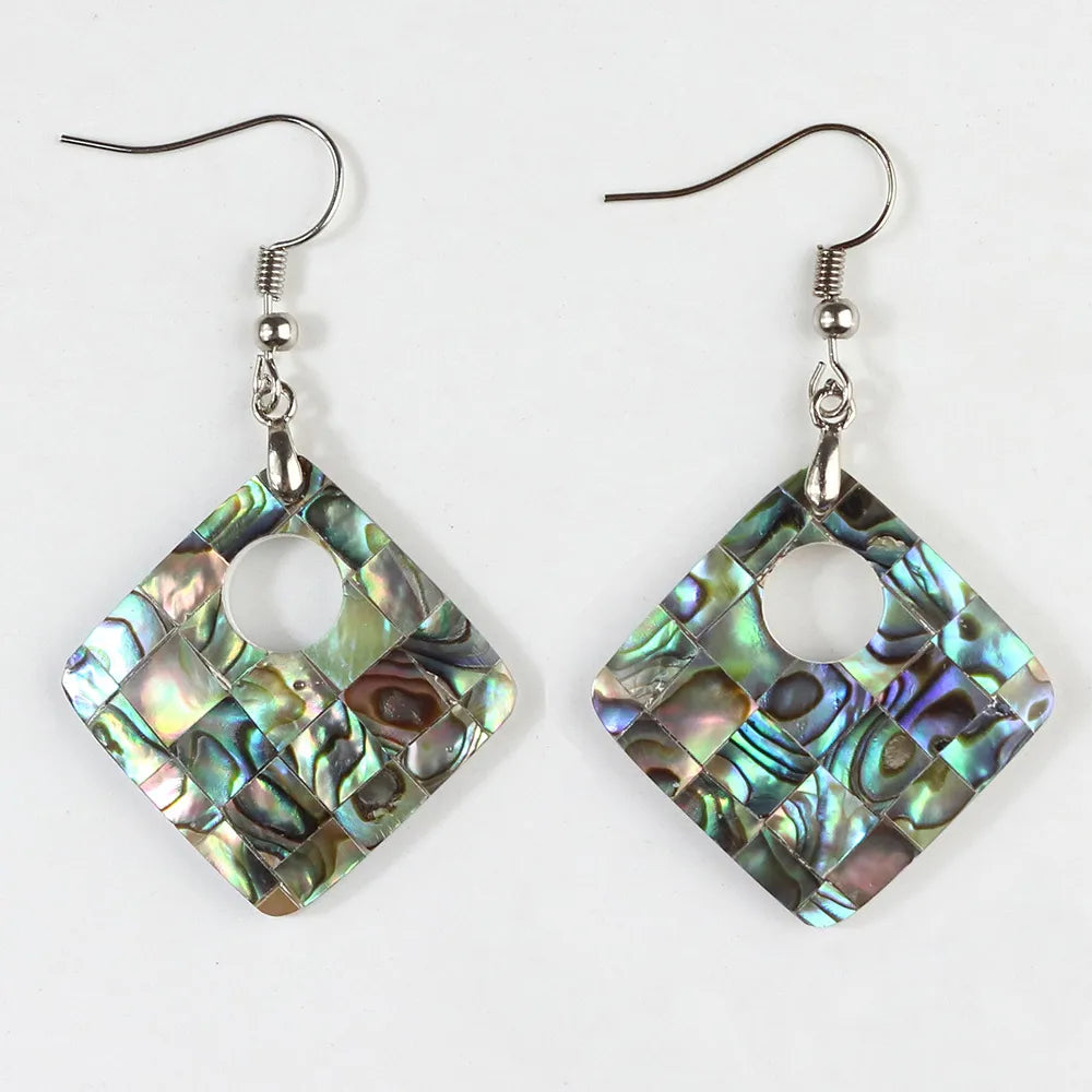 1 Pair Casual Geometric Irregular Plating Abalone Shell Drop Earrings