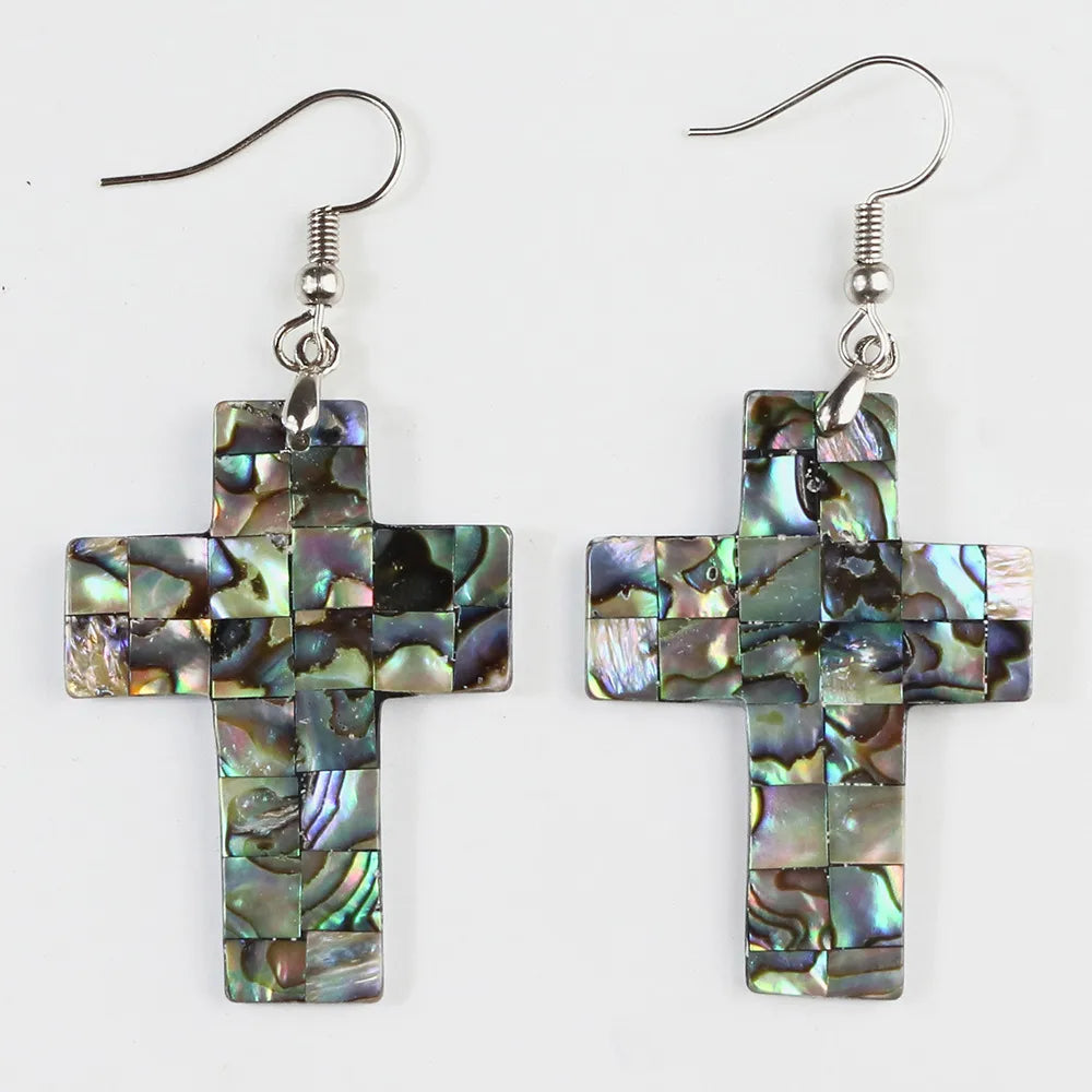 1 Pair Casual Geometric Irregular Plating Abalone Shell Drop Earrings