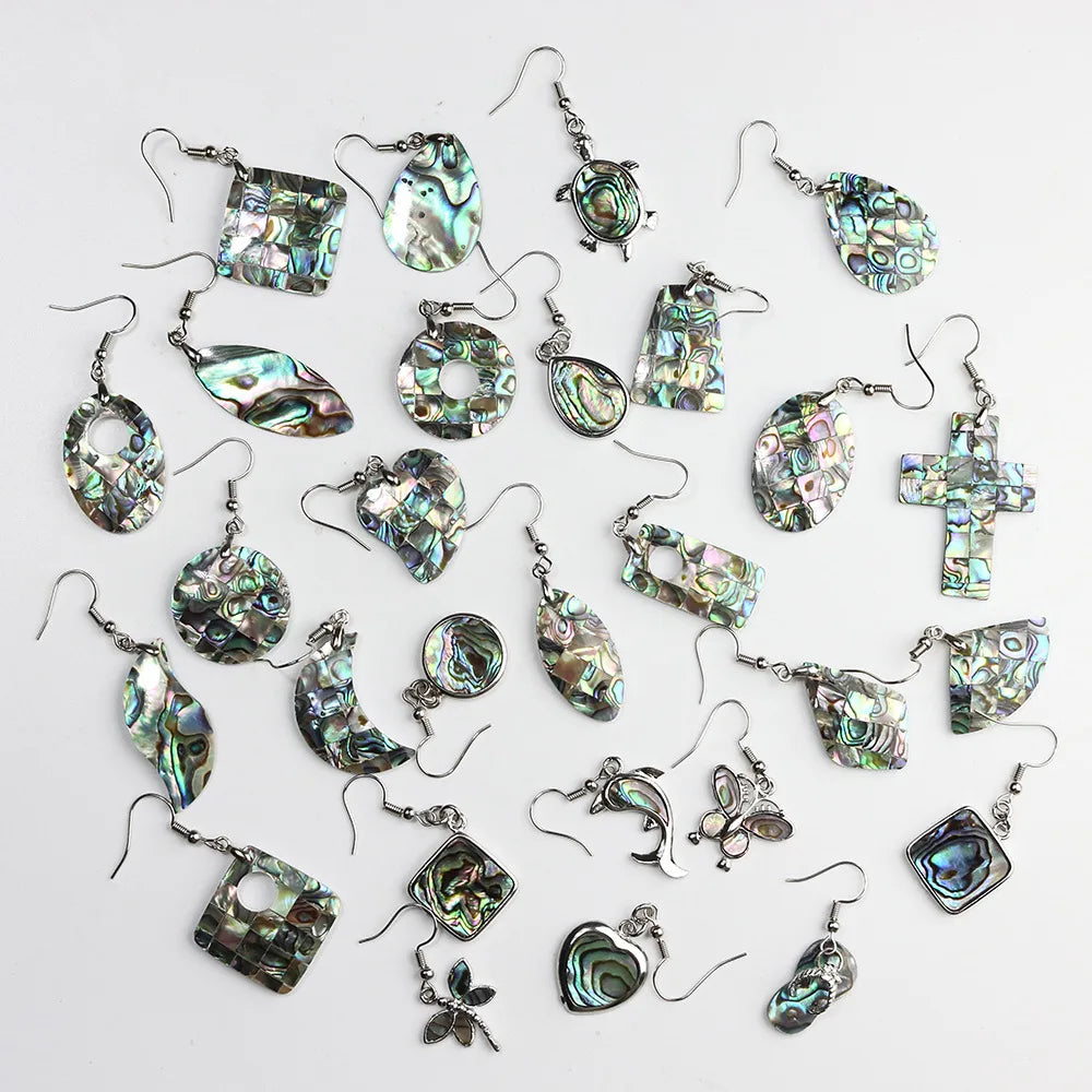 1 Pair Casual Geometric Irregular Plating Abalone Shell Drop Earrings