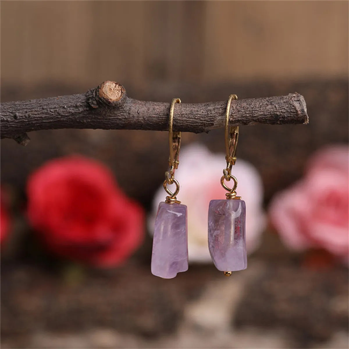 1 Pair Casual Geometric Irregular Plating Natural Stone Drop Earrings