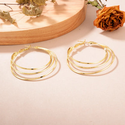 1 Pair Casual Geometric Layered Plating Copper Hoop Earrings