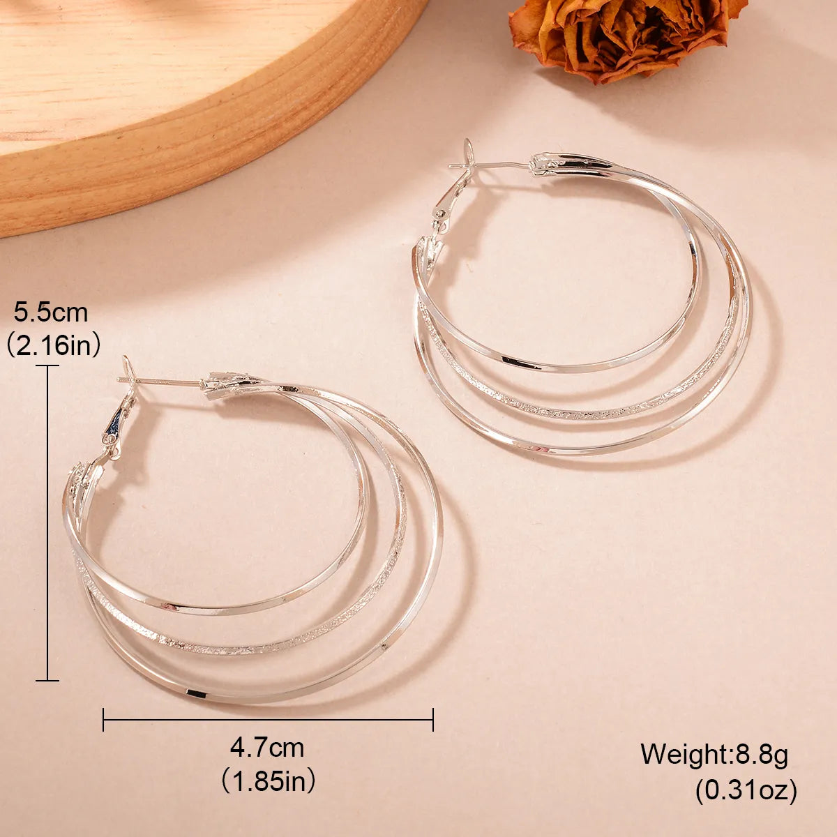 1 Pair Casual Geometric Layered Plating Copper Hoop Earrings