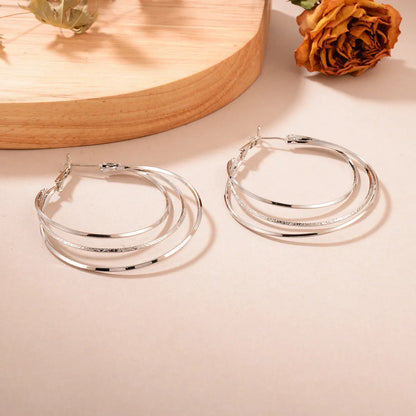 1 Pair Casual Geometric Layered Plating Copper Hoop Earrings