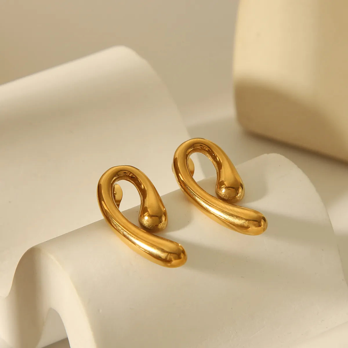 1 Pair Casual Geometric Solid Color 304 Stainless Steel 18K Gold Plated Ear Studs