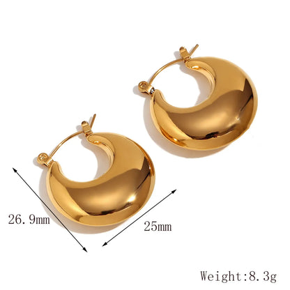 1 Pair Casual Geometric Solid Color 304 Stainless Steel 18K Gold Plated Hoop Earrings