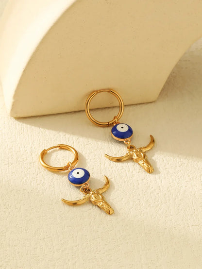 1 Pair Casual Glam Funny Cattle Plating 304 Stainless Steel 18K Gold Plated Drop Earrings