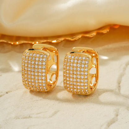 1 Pair Casual Glam Shiny Solid Color Inlay Copper Zircon K Gold Plated Rhodium Plated Earrings