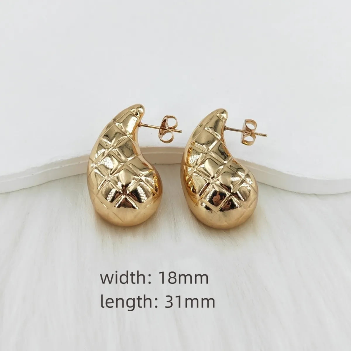 1 Pair Casual Glam Water Droplets Polishing 304 Stainless Steel Steel Gold Plated Ear Studs