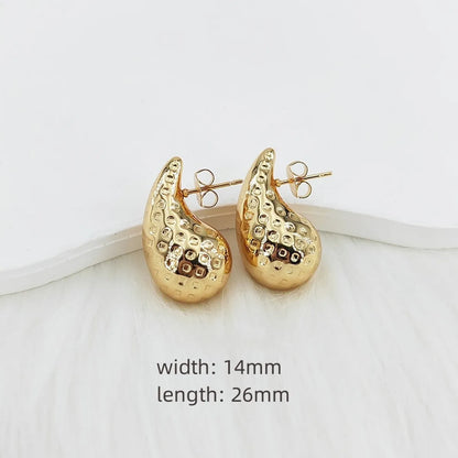 1 Pair Casual Glam Water Droplets Polishing 304 Stainless Steel Steel Gold Plated Ear Studs