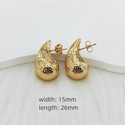 1 Pair Casual Glam Water Droplets Polishing 304 Stainless Steel Steel Gold Plated Ear Studs