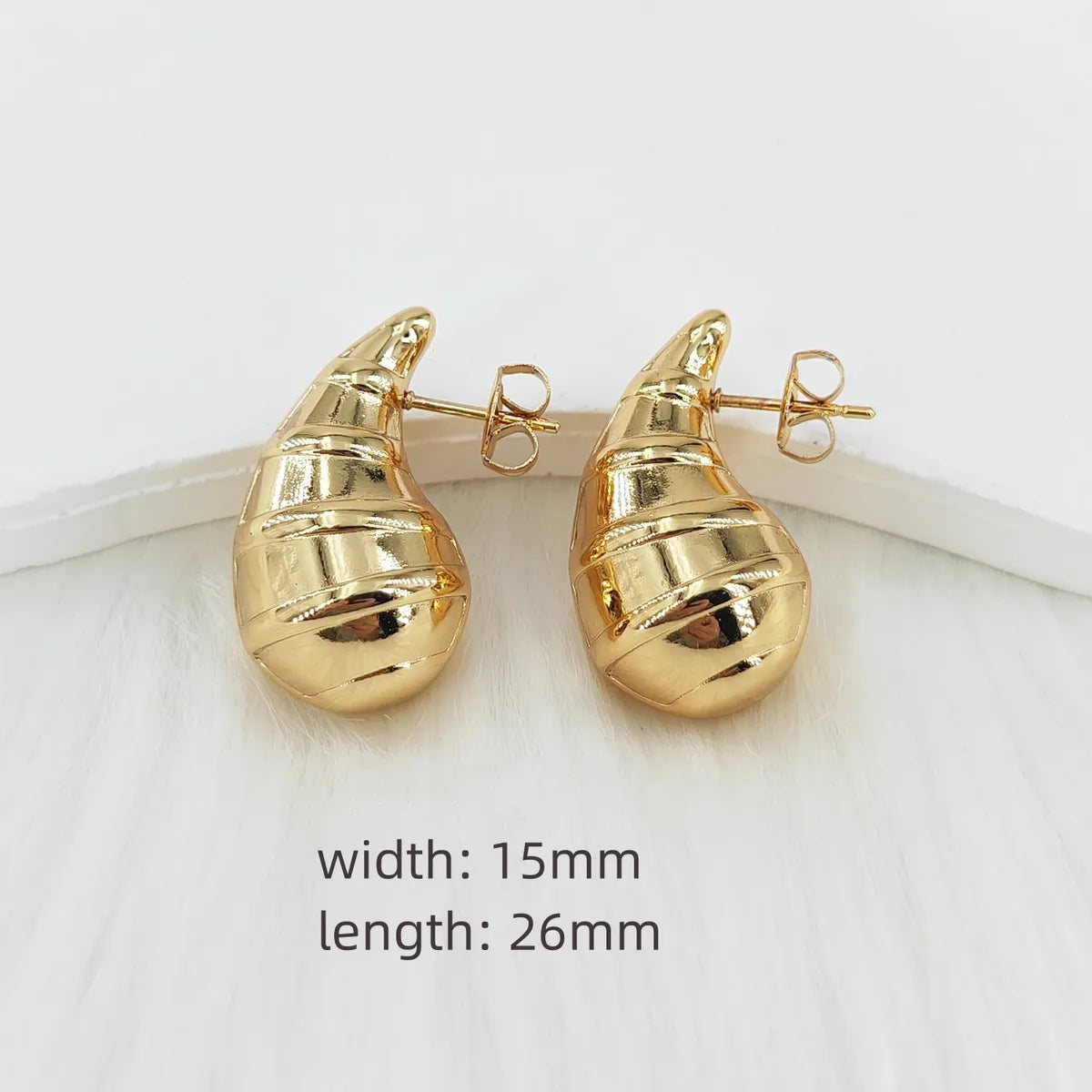 1 Pair Casual Glam Water Droplets Polishing 304 Stainless Steel Steel Gold Plated Ear Studs