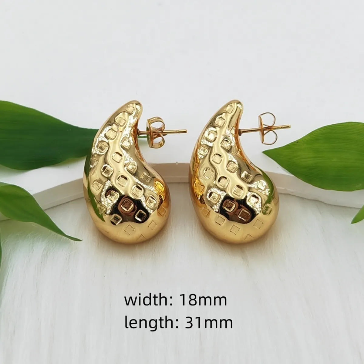 1 Pair Casual Glam Water Droplets Polishing 304 Stainless Steel Steel Gold Plated Ear Studs