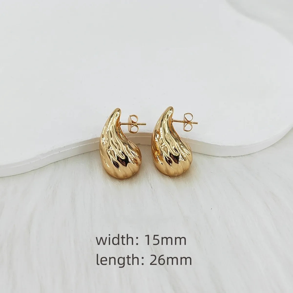 1 Pair Casual Glam Water Droplets Polishing 304 Stainless Steel Steel Gold Plated Ear Studs