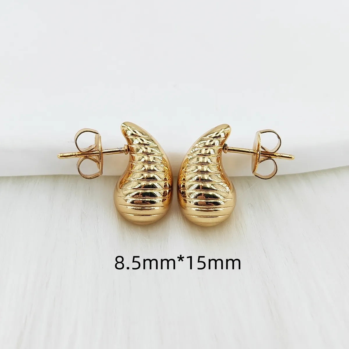 1 Pair Casual Glam Water Droplets Polishing 304 Stainless Steel Steel Gold Plated Ear Studs