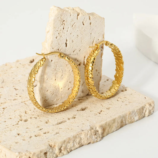 1 Pair Casual Hawaiian Modern Style Circle Plating Stainless Steel 18k Gold Plated Hoop Earrings