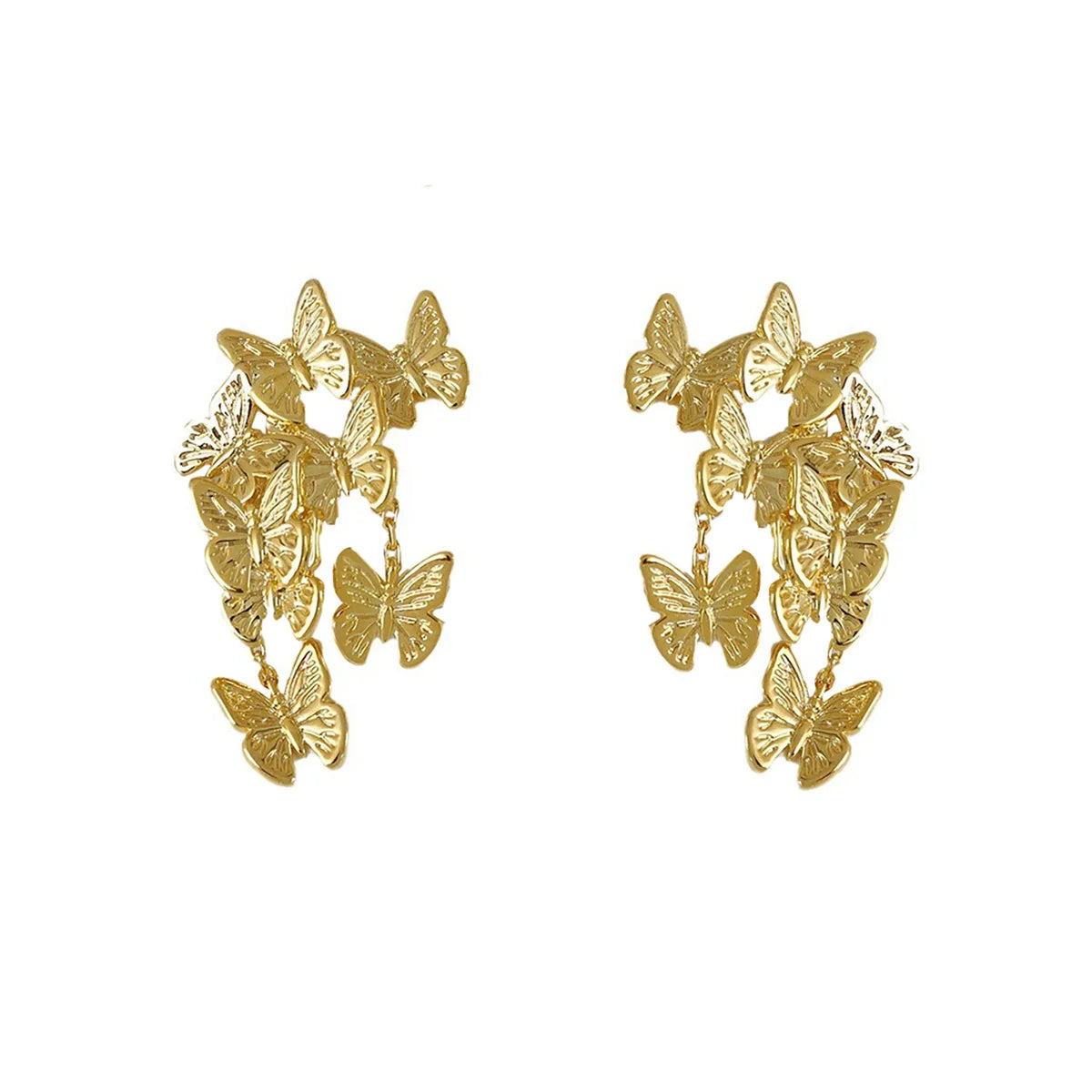 1 Pair Casual Hawaiian Sweet Butterfly Asymmetrical Plating Copper 18K Gold Plated White Gold Plated Drop Earrings