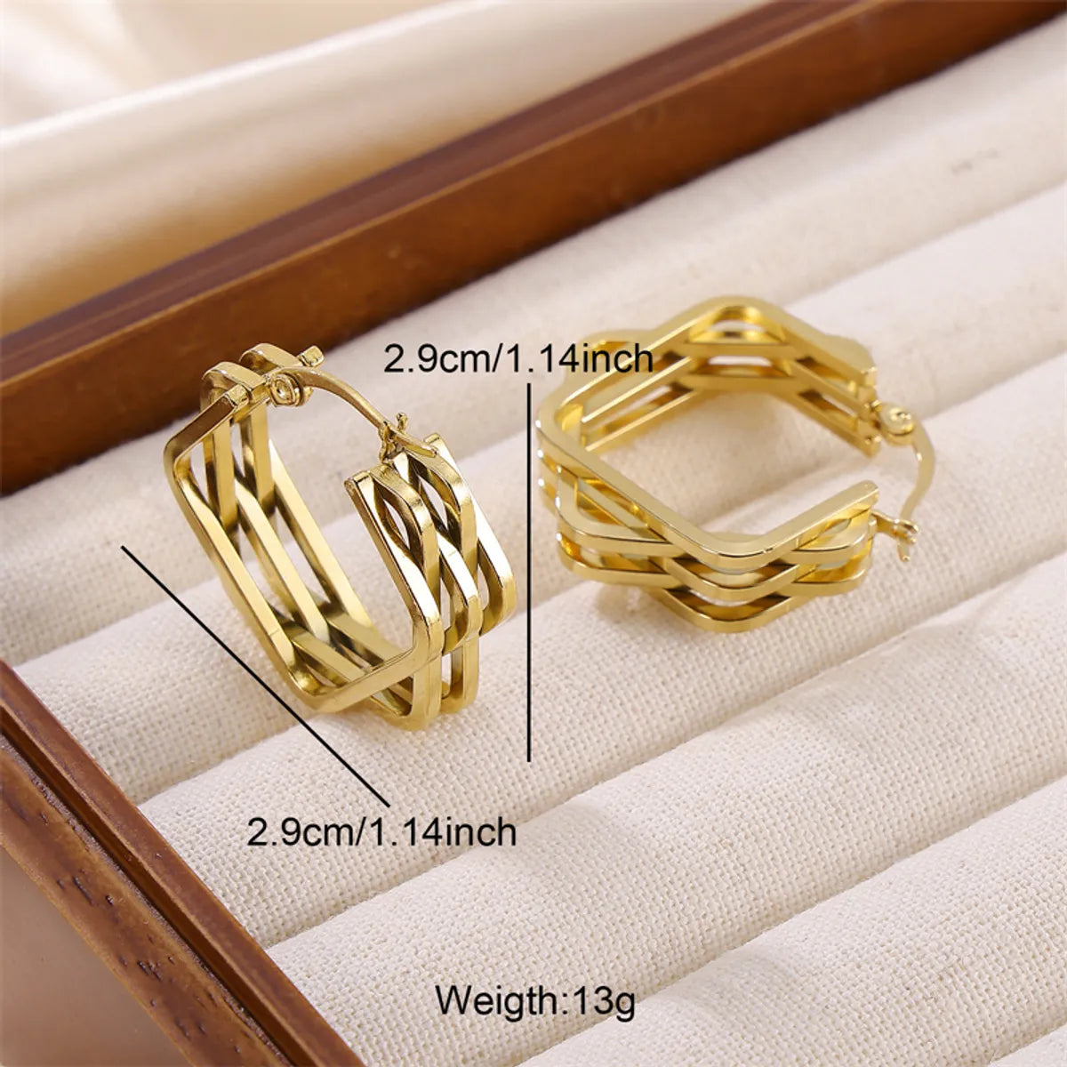 1 Pair Casual Hawaiian Tropical Geometric Plating Hollow Out Stainless Steel 18k Gold Plated Earrings