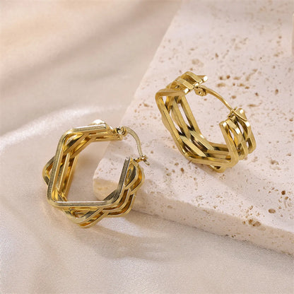 1 Pair Casual Hawaiian Tropical Geometric Plating Hollow Out Stainless Steel 18k Gold Plated Earrings