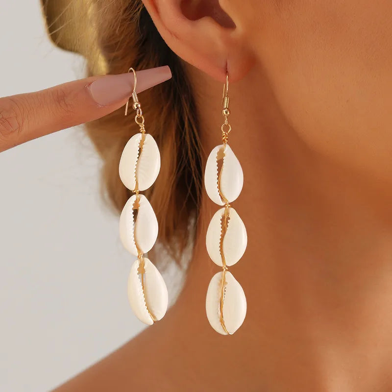 1 Pair Casual Hawaiian Vacation Shell Alloy Shell Drop Earrings