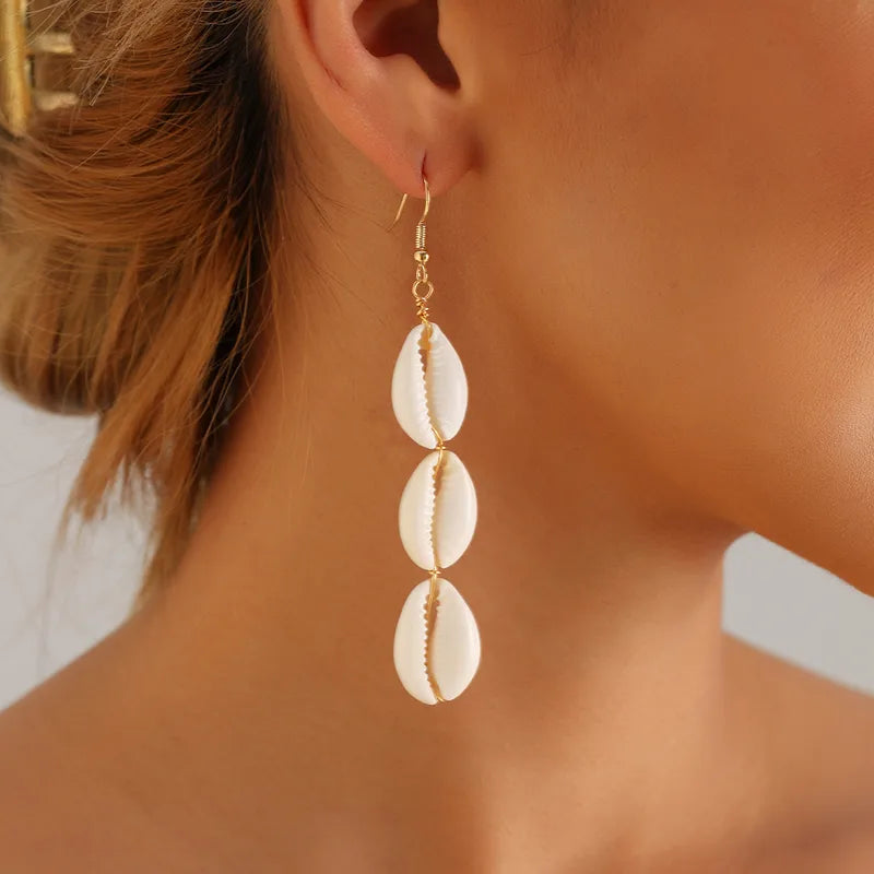 1 Pair Casual Hawaiian Vacation Shell Alloy Shell Drop Earrings