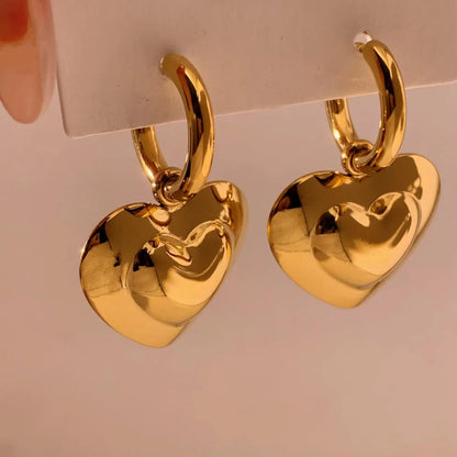 1 Pair Casual Heart Shape 304 Stainless Steel No Inlaid 16K Gold Plated White Gold Plated Gold Plated Drop Earrings