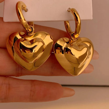 1 Pair Casual Heart Shape 304 Stainless Steel No Inlaid 16K Gold Plated White Gold Plated Gold Plated Drop Earrings