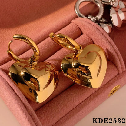 1 Pair Casual Heart Shape 304 Stainless Steel No Inlaid 16K Gold Plated White Gold Plated Gold Plated Drop Earrings