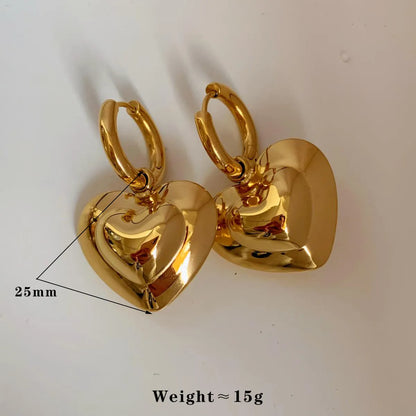 1 Pair Casual Heart Shape 304 Stainless Steel No Inlaid 16K Gold Plated White Gold Plated Gold Plated Drop Earrings