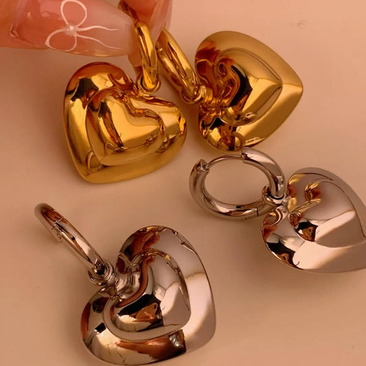 1 Pair Casual Heart Shape 304 Stainless Steel No Inlaid 16K Gold Plated White Gold Plated Gold Plated Drop Earrings