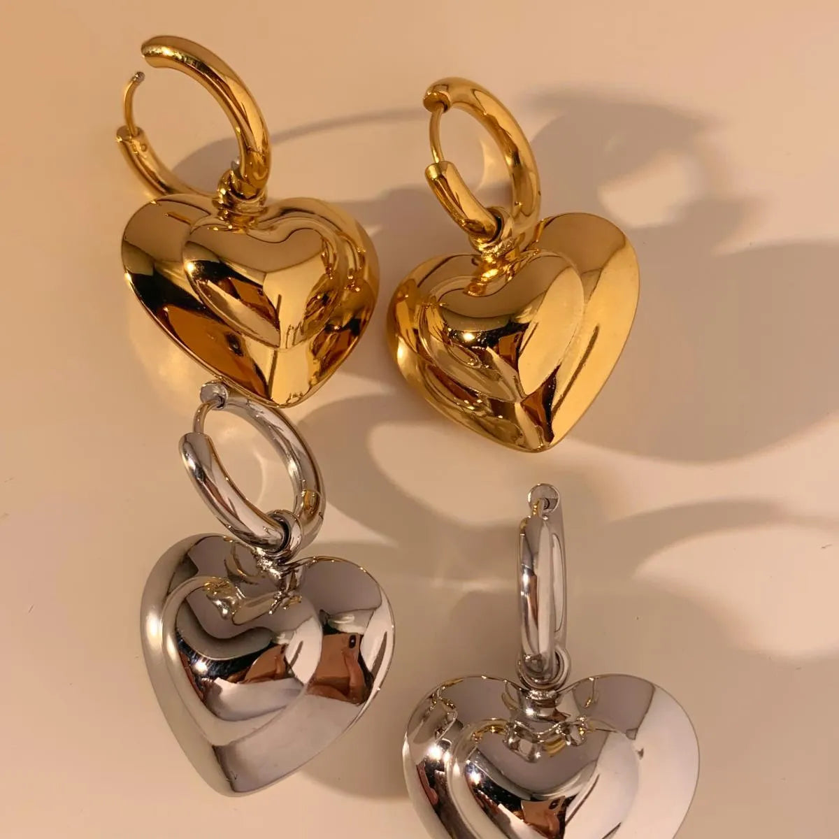 1 Pair Casual Heart Shape 304 Stainless Steel No Inlaid 16K Gold Plated White Gold Plated Gold Plated Drop Earrings