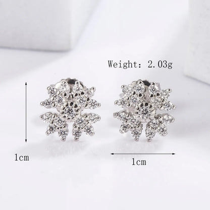 1 Pair Casual Heart Shape Dragonfly Butterfly Inlay Sterling Silver Zircon White Gold Plated Ear Studs