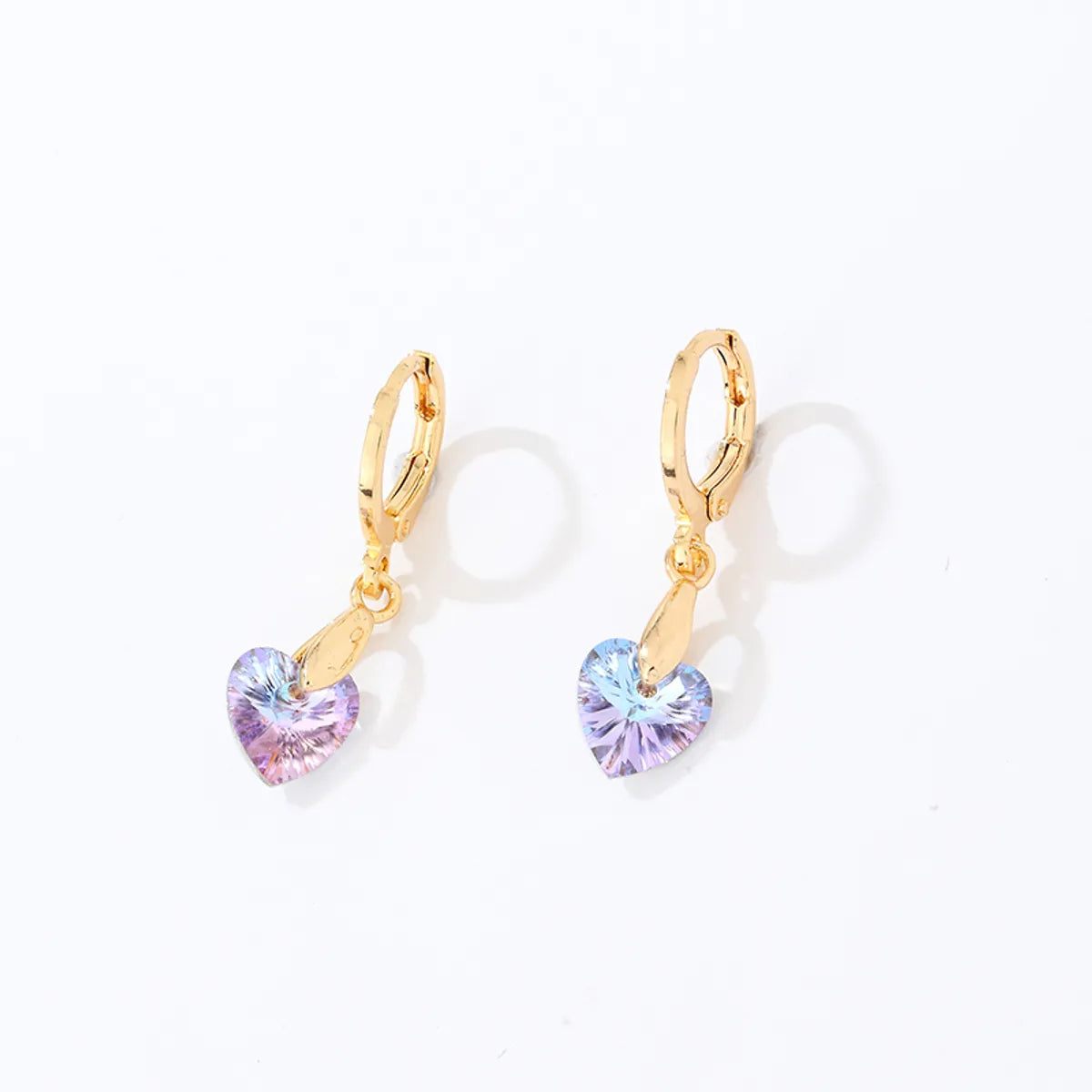 1 Pair Casual Heart Shape Flower Plating Inlay Copper Zircon Drop Earrings