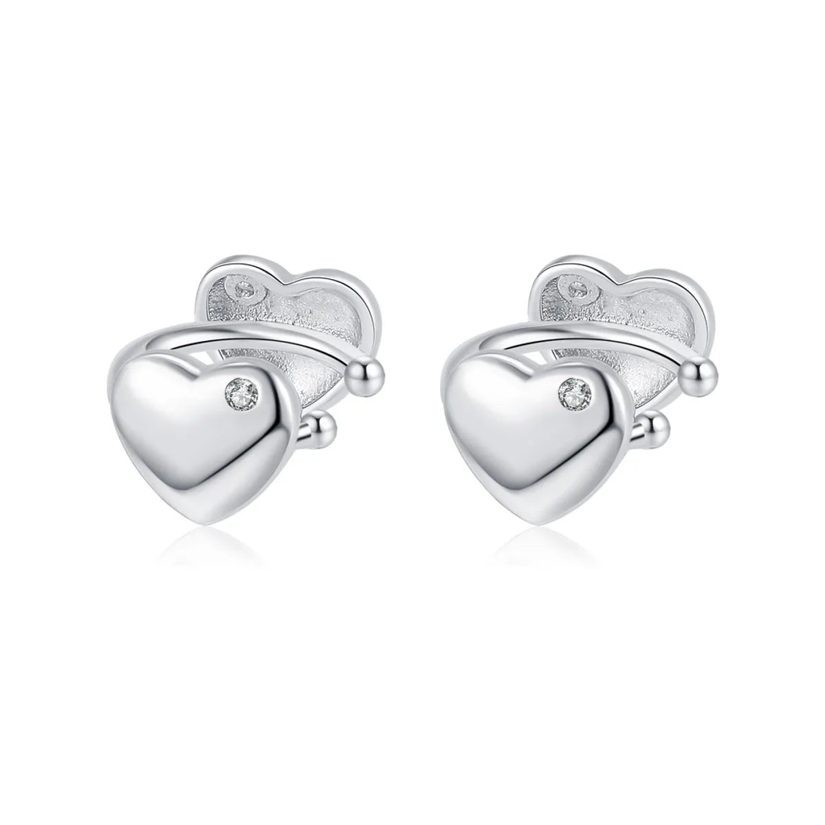 1 Pair Casual Heart Shape Plating Inlay Sterling Silver Zircon 24k Gold Plated White Gold Plated Ear Cuffs