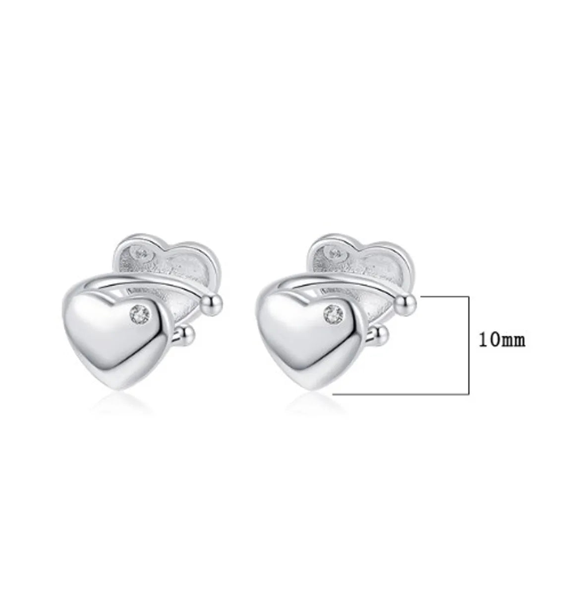 1 Pair Casual Heart Shape Plating Inlay Sterling Silver Zircon 24k Gold Plated White Gold Plated Ear Cuffs