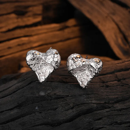 1 Pair Casual Heart Shape Plating Sterling Silver 24k Gold Plated White Gold Plated Ear Studs