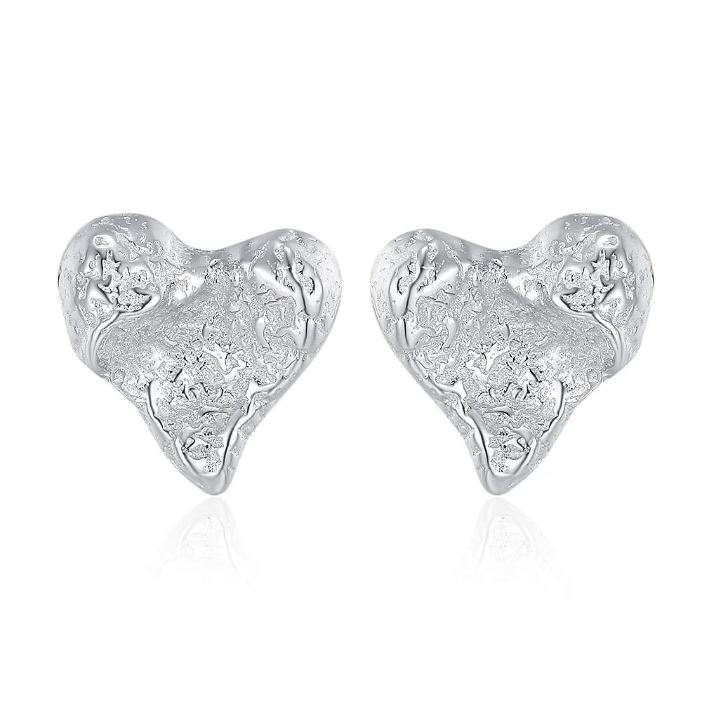 1 Pair Casual Heart Shape Plating Sterling Silver 24k Gold Plated White Gold Plated Ear Studs