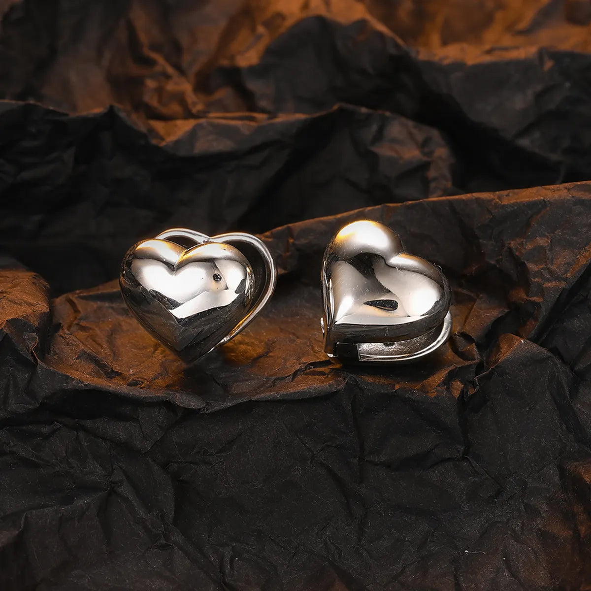 1 Pair Casual Heart Shape Plating Sterling Silver White Gold Plated Ear Studs