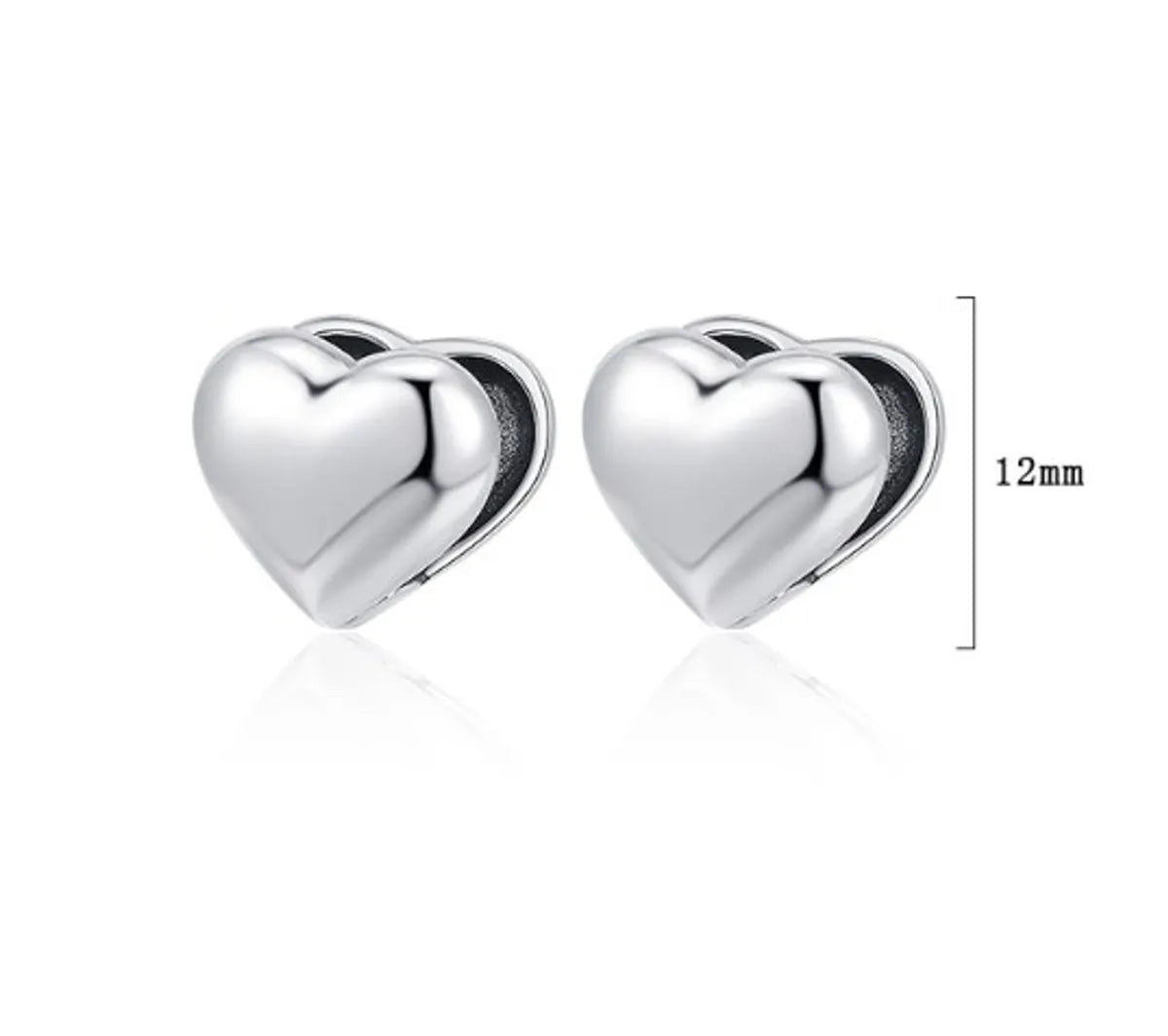 1 Pair Casual Heart Shape Plating Sterling Silver White Gold Plated Ear Studs