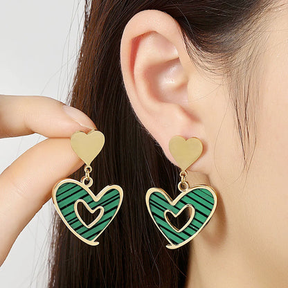 1 Pair Casual Heart Shape Polishing Plating Inlay Titanium Steel Rhinestones Drop Earrings