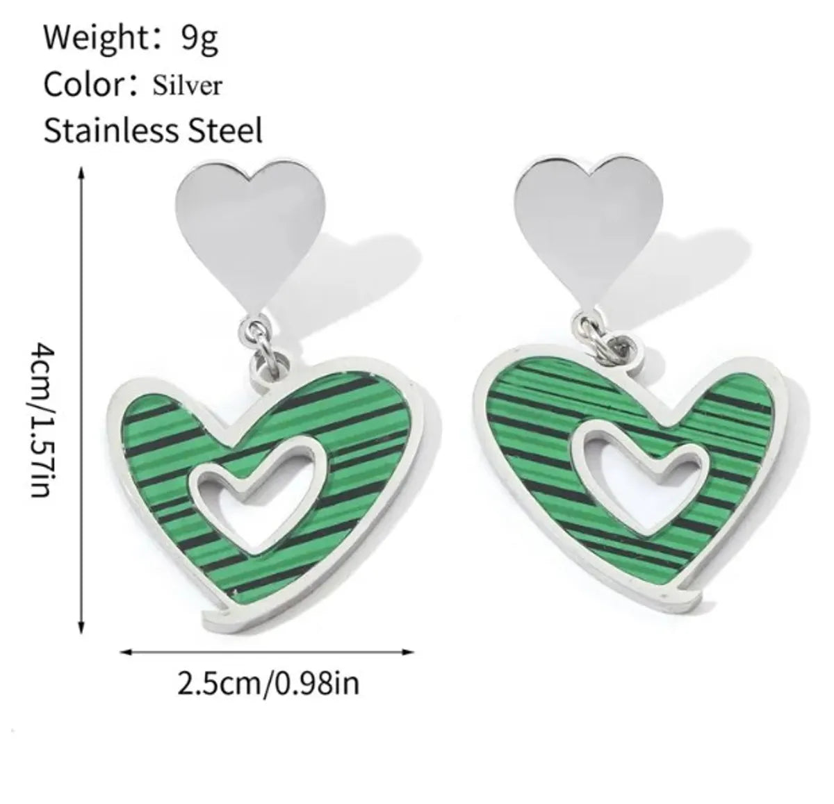 1 Pair Casual Heart Shape Polishing Plating Inlay Titanium Steel Rhinestones Drop Earrings