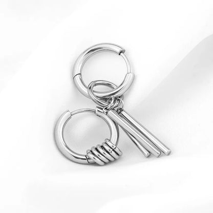 1 Pair Casual Hip-Hop Cool Style Solid Color Asymmetrical Polishing 304 Stainless Steel Drop Earrings