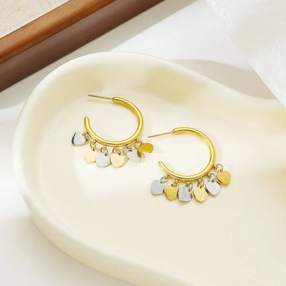 1 Pair Casual Hip-hop Heart Shape Plating Stainless Steel Gold Plated Drop Earrings