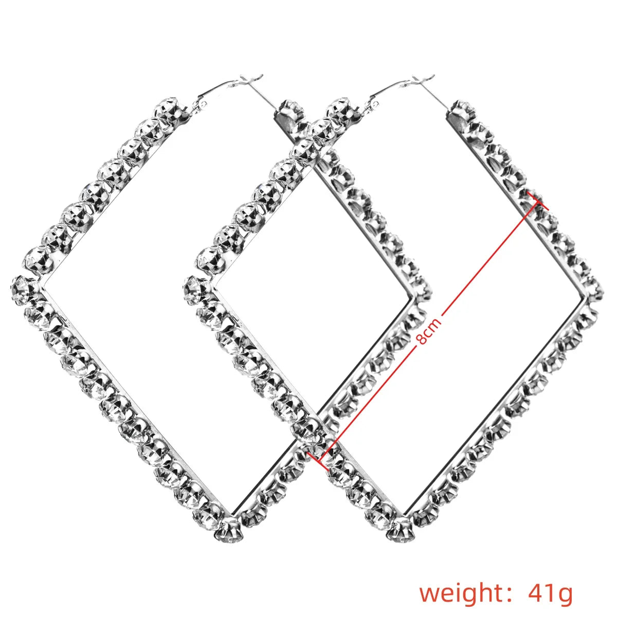 1 Pair Casual Hip-Hop Retro Solid Color Rhombus Plating Inlay Glass Copper Alloy Rhinestones Silver Plated Drop Earrings