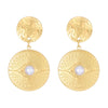 1 Pair Casual Hip-Hop Round Devil'S Eye Titanium Steel Artificial Pearls 18K Gold Plated Drop Earrings