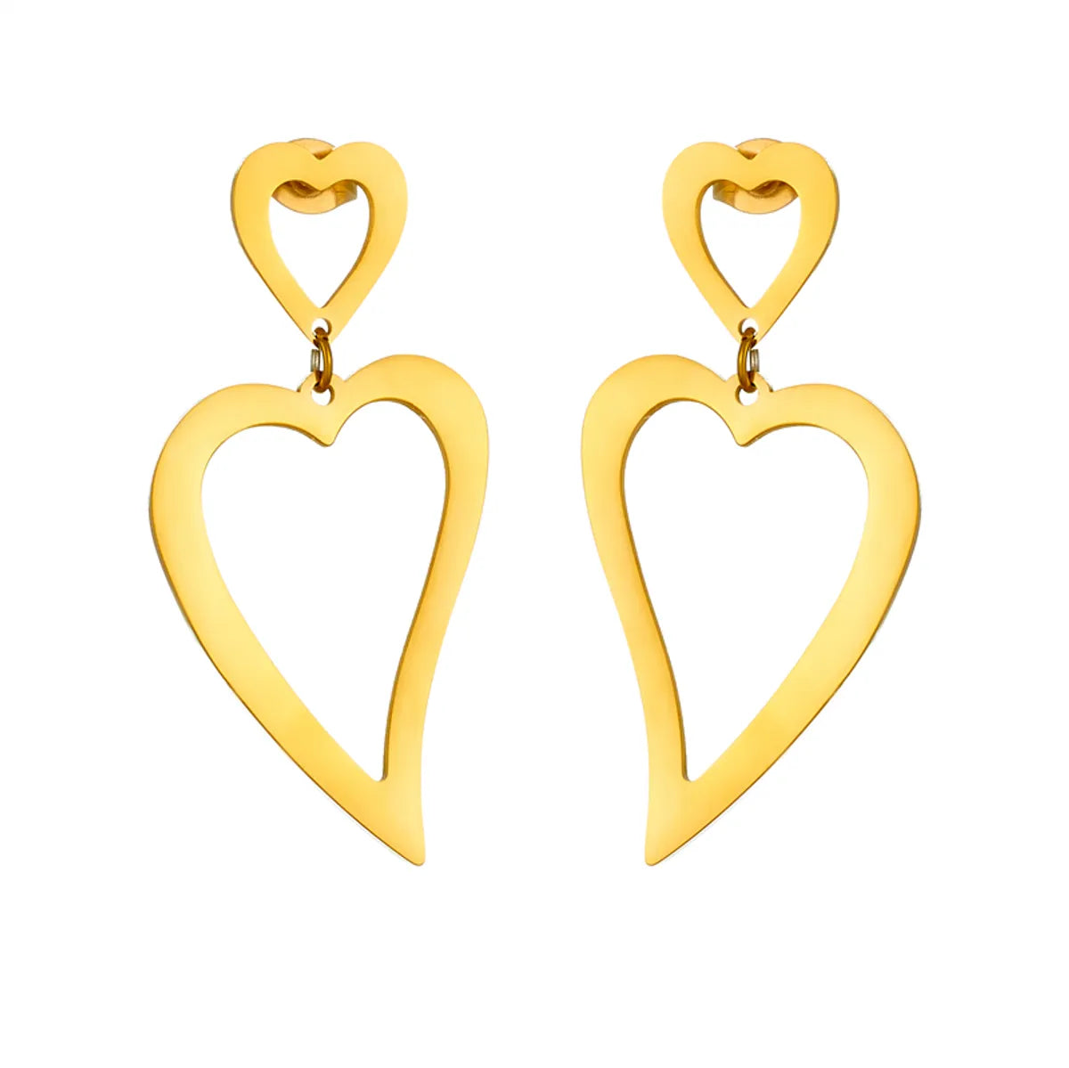 1 Pair Casual Korean Style Heart Shape Plating Titanium Steel 18k Gold Plated Drop Earrings