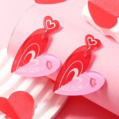 1 Pair Casual Lady Lips Heart Shape Arylic Drop Earrings