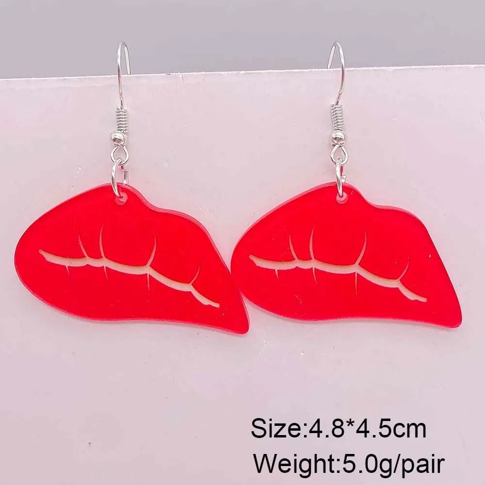 1 Pair Casual Lady Lips Heart Shape Arylic Drop Earrings