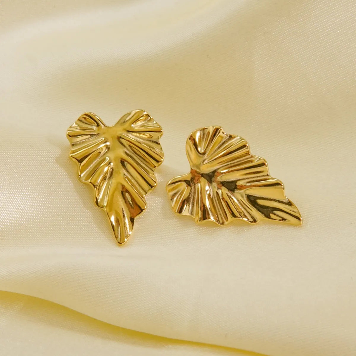 1 Pair Casual Leaf Plating 304 Stainless Steel 14K Gold Plated Ear Studs